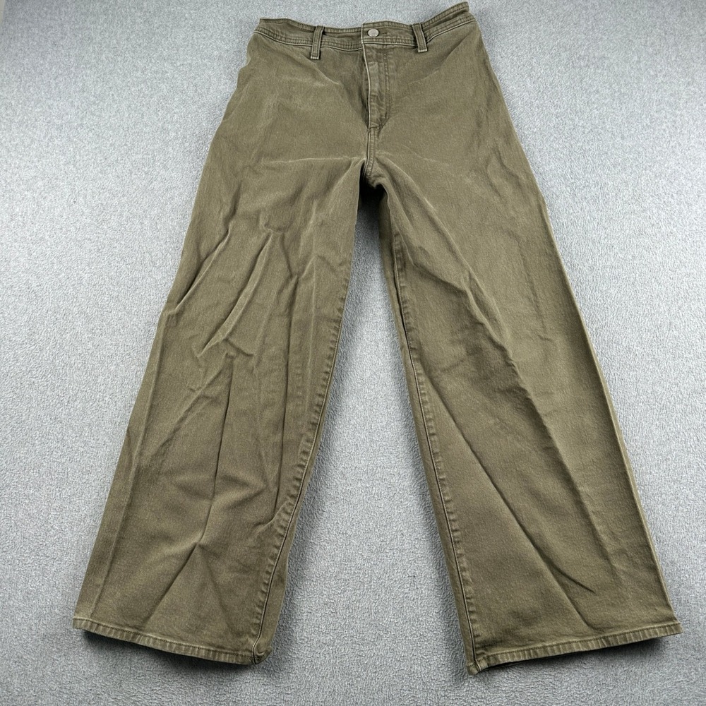 Universal Thread Pants Womens 6 Wide Leg Ankle Olive Green High Rise Stretch